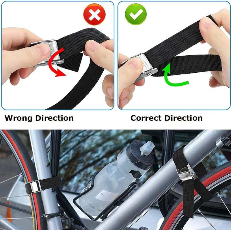 TuTuYa Lashing Straps, 6PK 2.1Ft x 0.98In (65x2.5cm) Tie Down Straps Black Heavy Duty Adjustable Retaining Short Straps Tensioning Belts with Buckle for Vans, Bicycle, Trailer, Luggage - Image 4